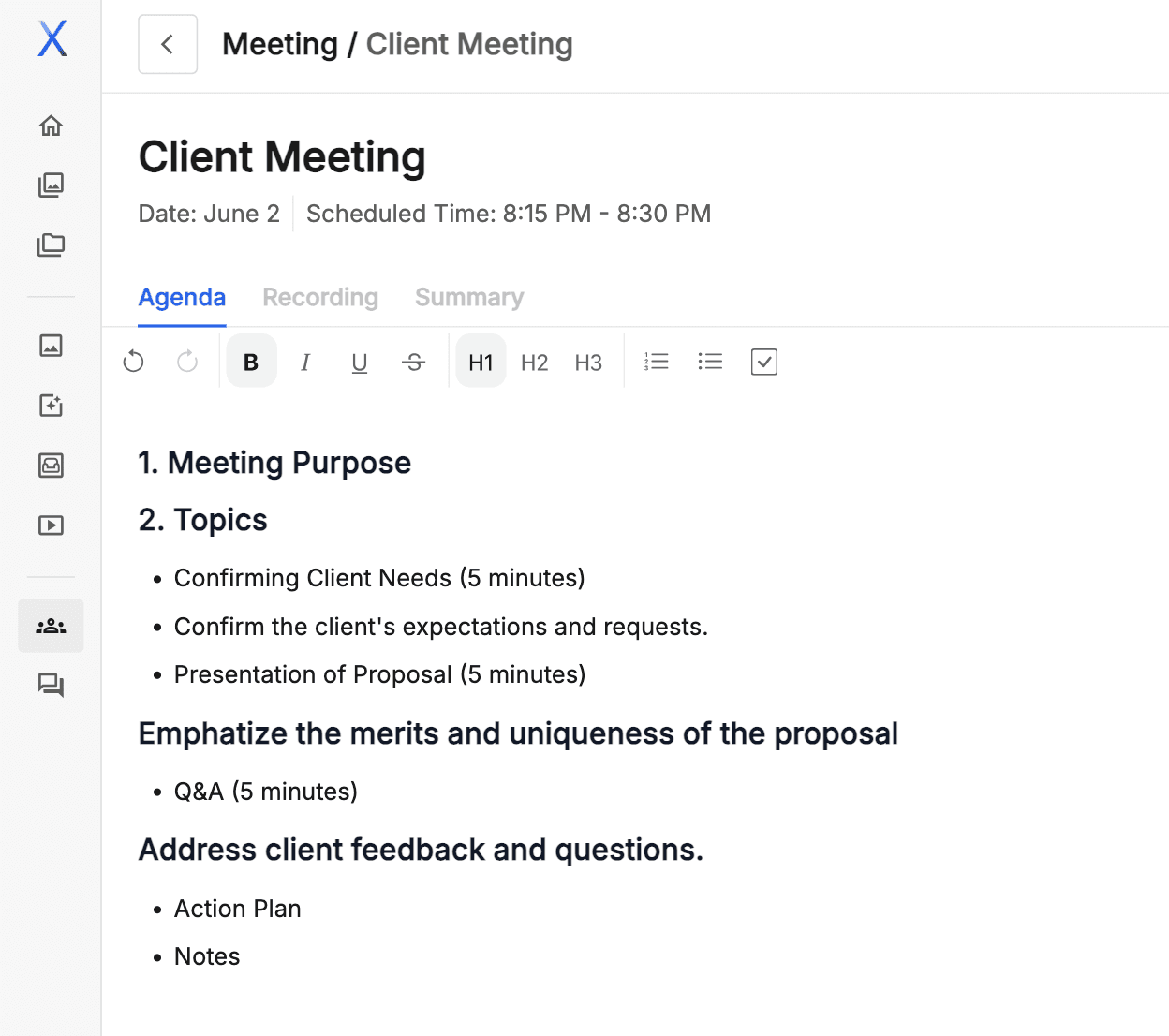 Generated Meeting Agenda