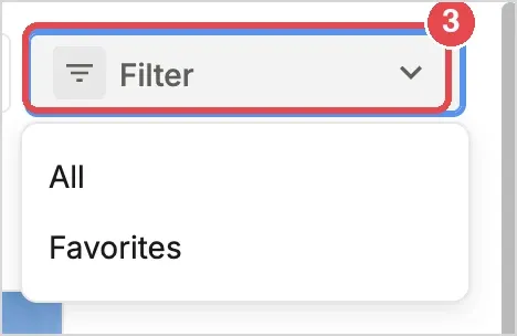 3: the Filter menu with All and Favorites