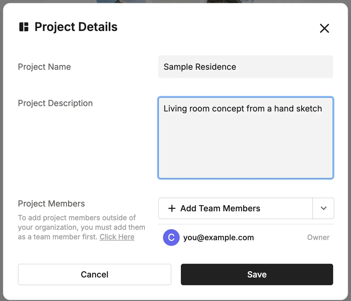 The Project Details window
