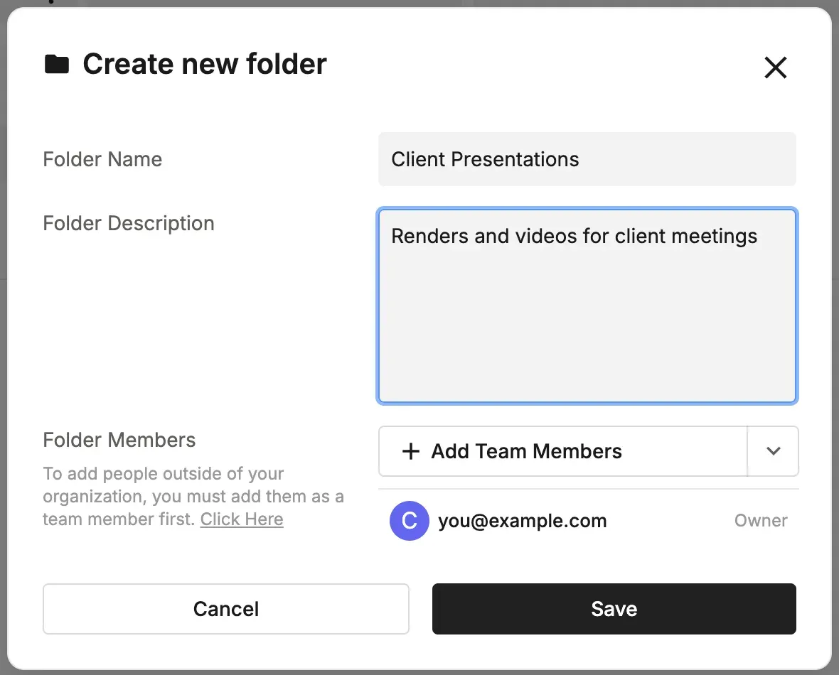The Create new folder window