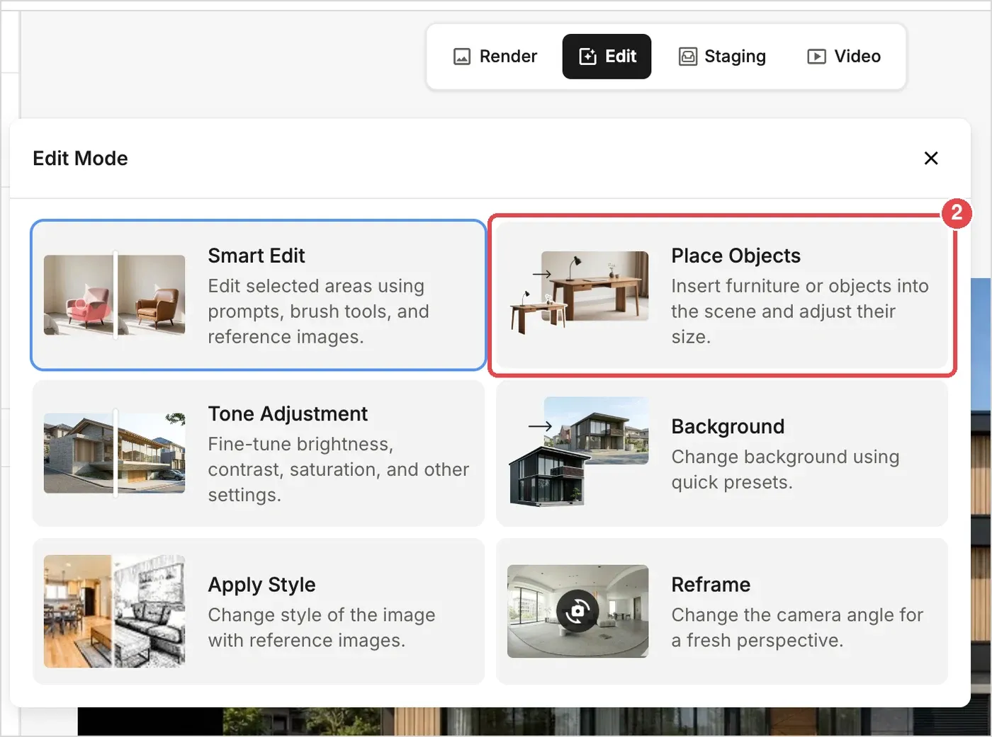 Step 2: Place Objects in the Edit Mode picker
