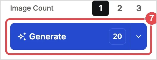 Step 7: the Generate button, with the arrow for switching to HD