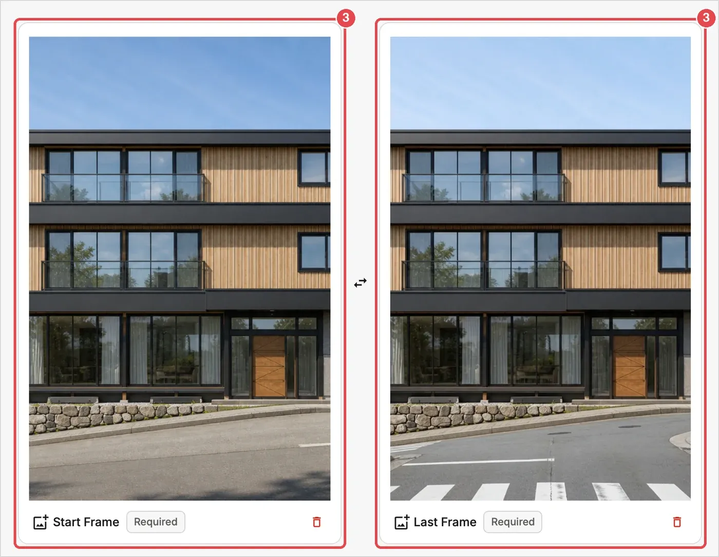 Step 3: the Start Frame and Last Frame upload areas
