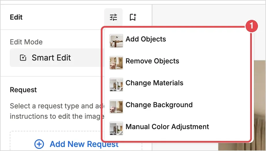 The Saved Generation Settings list on the Edit tab