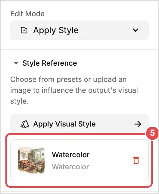 Step 5: the chosen style under Style Reference