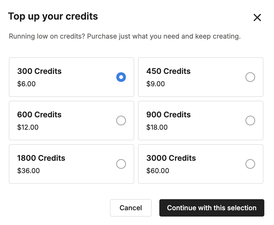 Click on Buy Credit on Bottom Left Menu