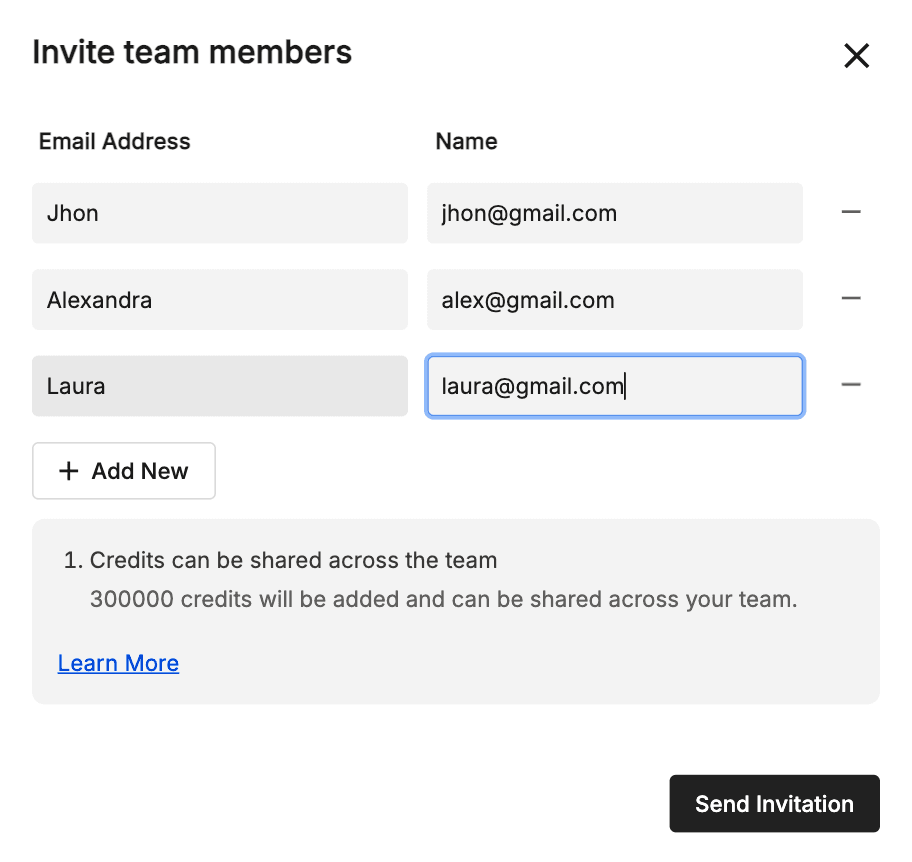 After Clicking "Invite" Shown Pop-up