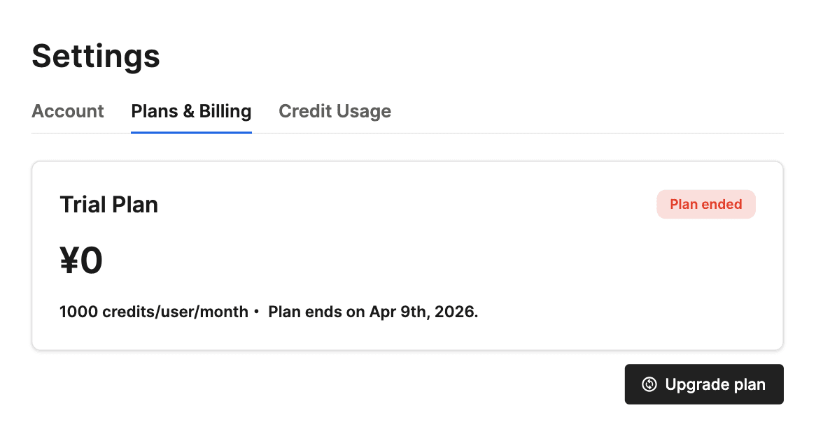 Click on Upgrade Plan Button
