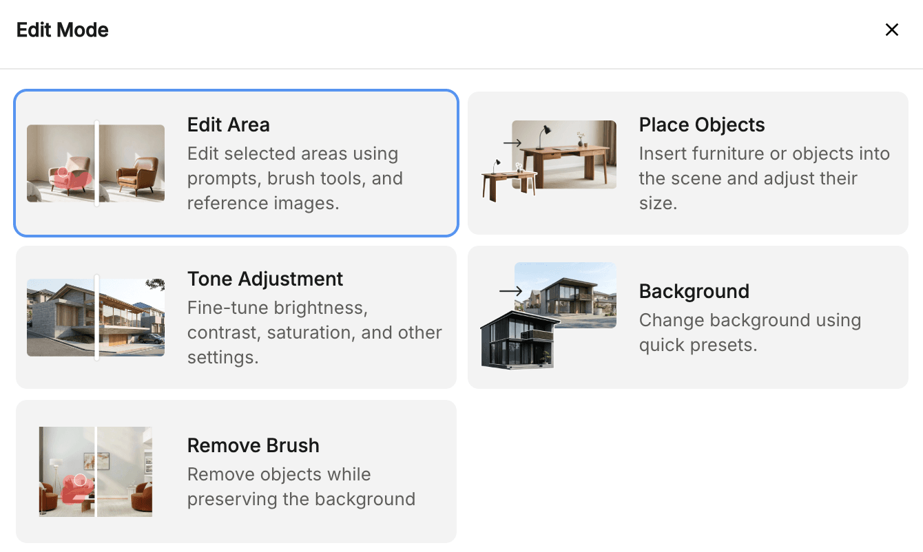 Choose Edit Mode for the right purpose